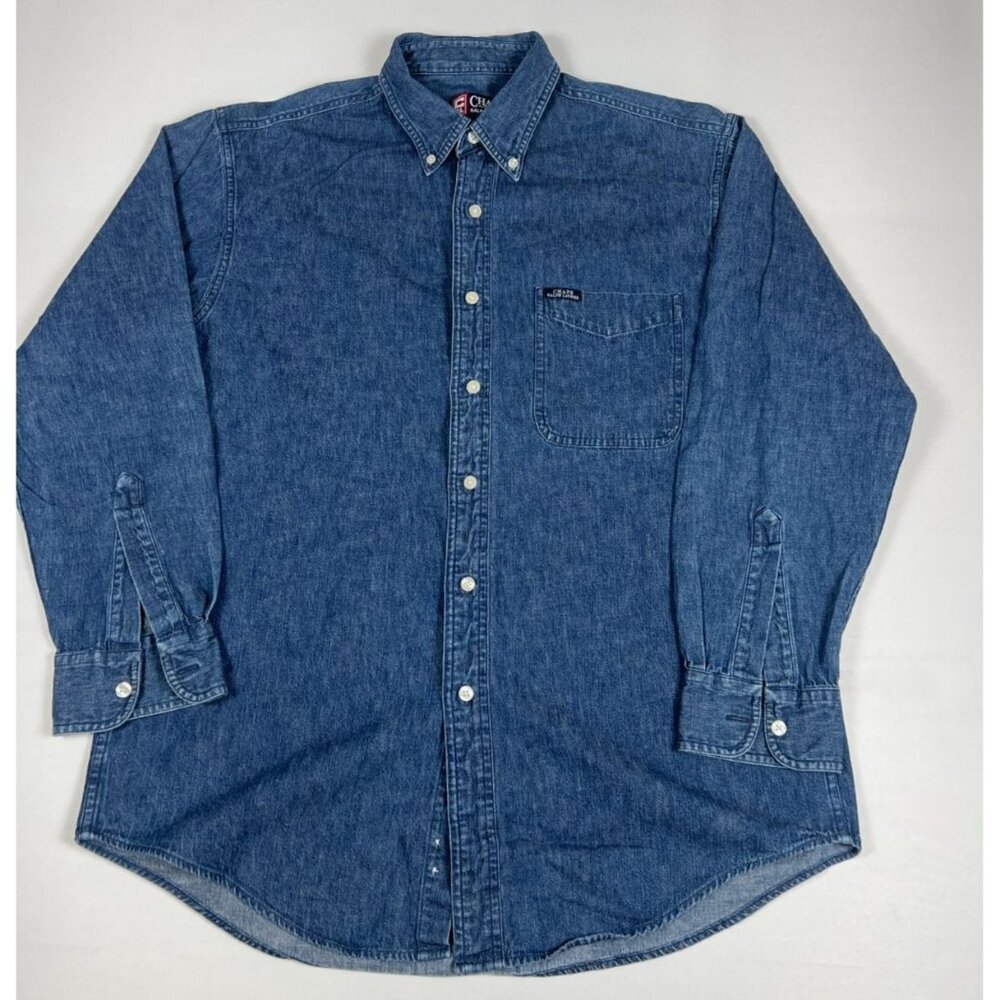 Chaps Ralph Lauren Mens Medium Blue Denim Long Sleeve Button Up Shirt